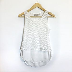 LOFT layered white lace tank top